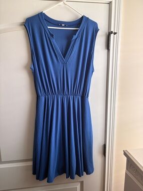 white birch Sleeveless Royal Blue V-Neck Mini Dress